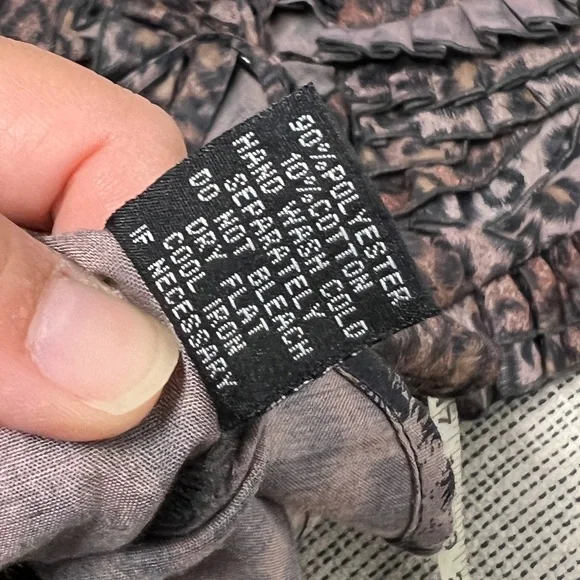 Lapis animal print cheetah ruffle belted sleeveless blouse top button front M - Picture 6 of 8